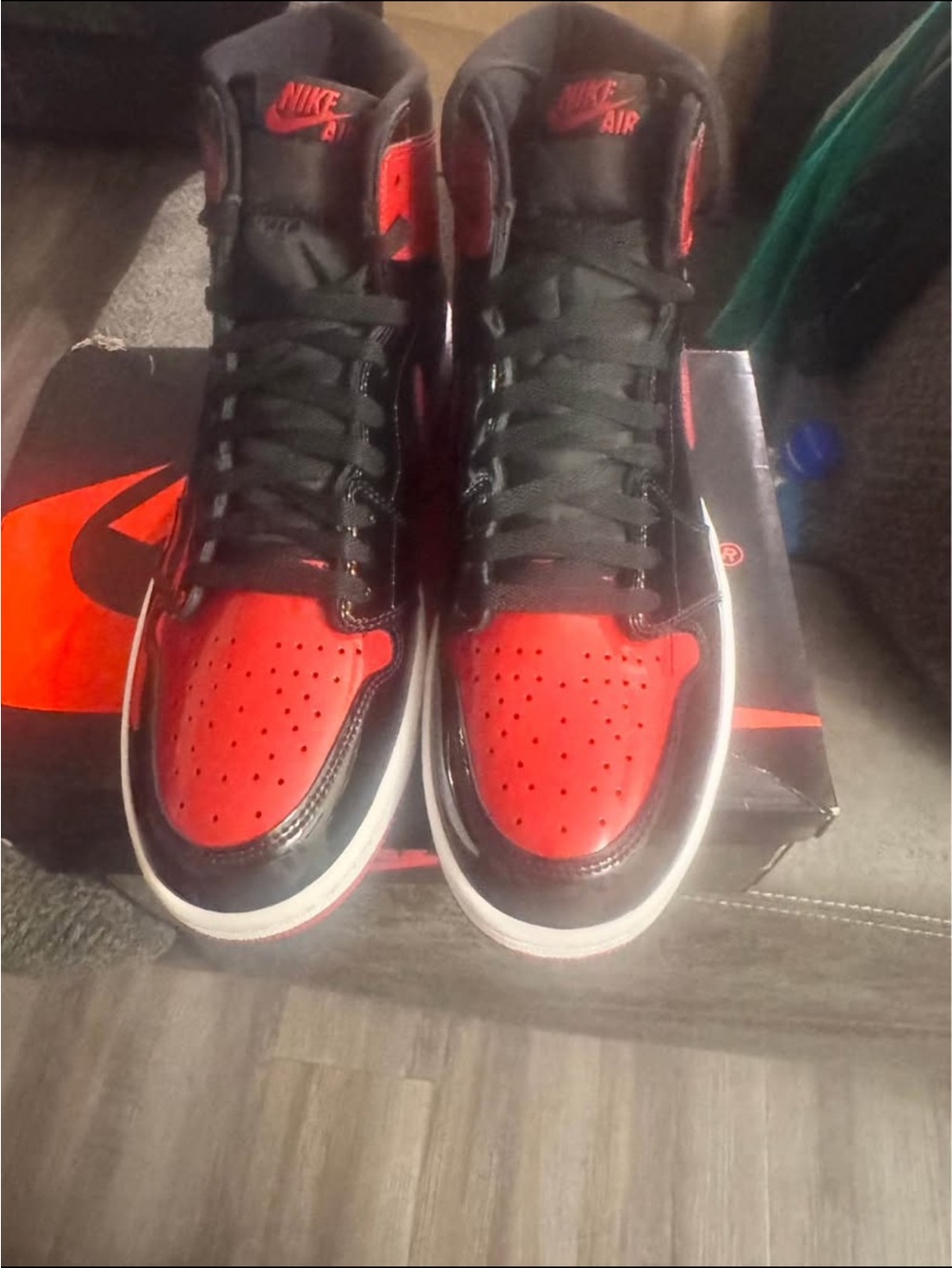 Jordan High-Top Sneakers in Black and Red